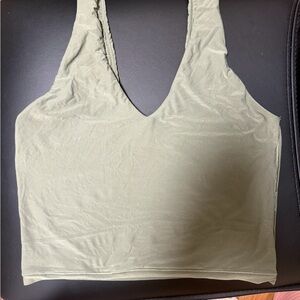 Aerie SMOOTHEZ Plunge Cami Black Green V Neck Cropped Tank